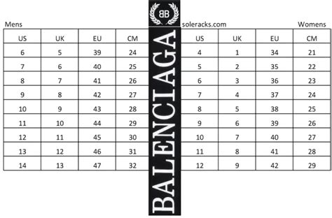 designer shoe size chart balenciaga.